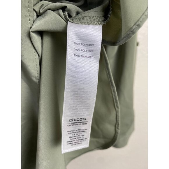 Chico's Green Tunic top Womens size Medium Career office Flowy solid Long Sleeve - Picture 5 of 12